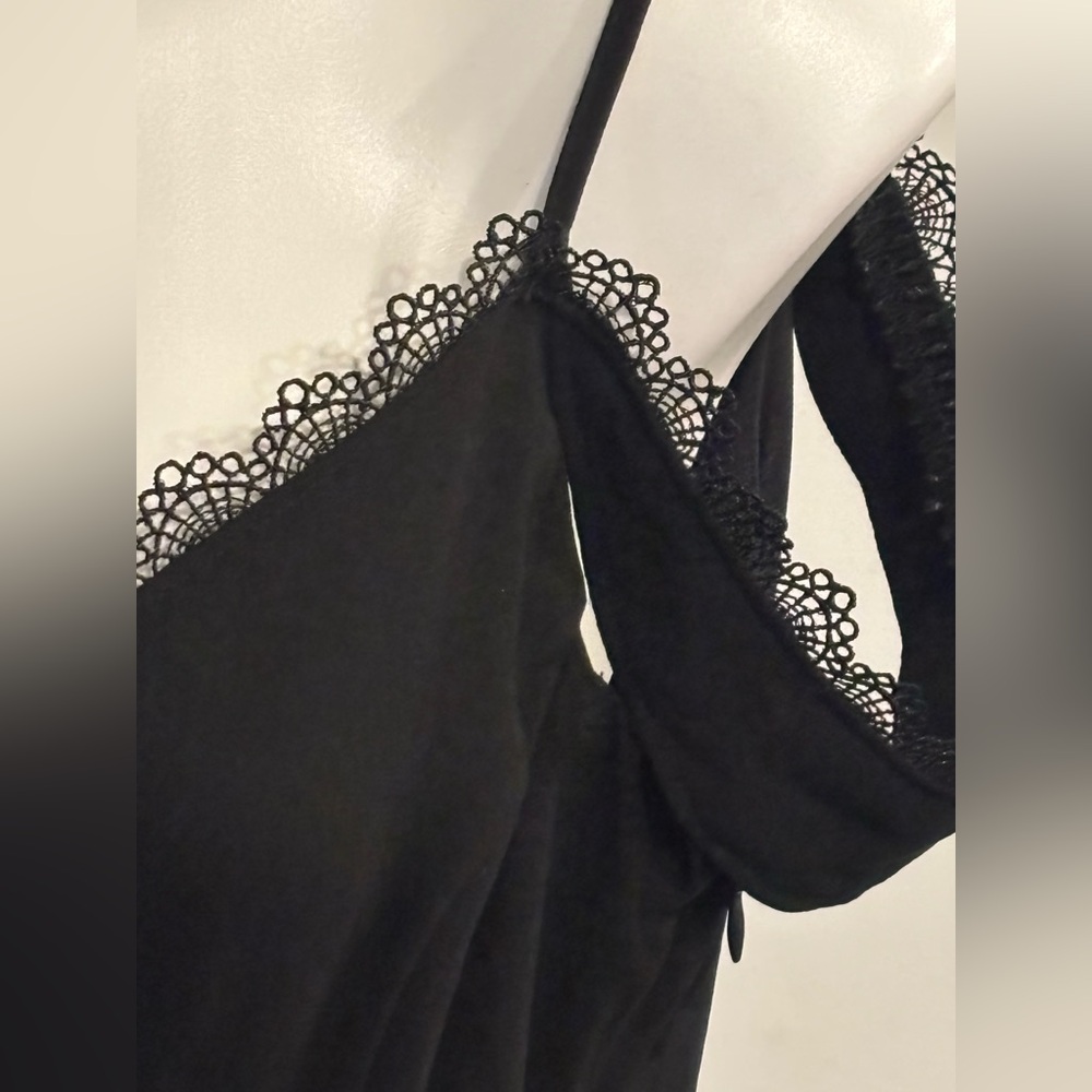 Lulu's Black Lace-Trimmed Off-Shoulder Mini Dress - Picture 4 of 8